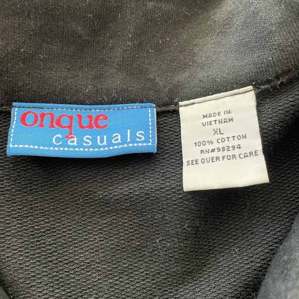 Onque Casual Vintage Black Zip Front Jacket Colored Piping Size XL - Picture 7 of 7